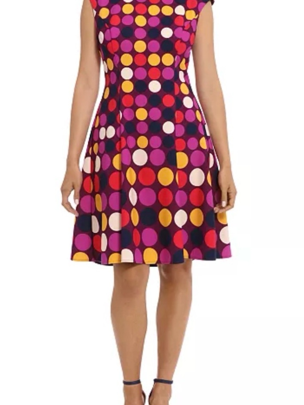 London Times Polka-dot Fit & Flare Dress